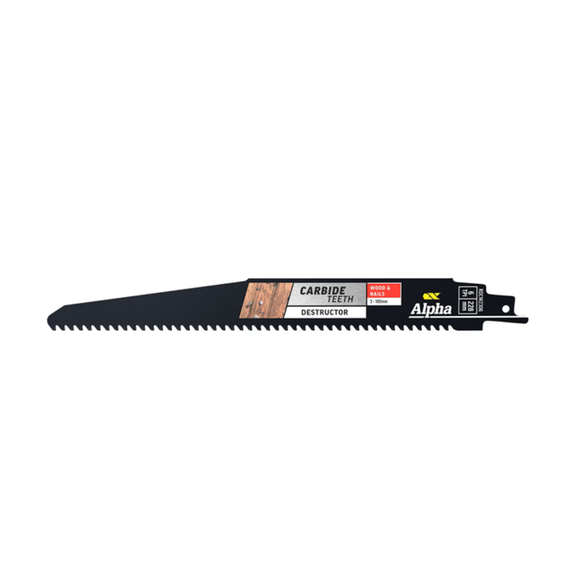 Picture of Alpha Carbide Teeth TCT Destructor Wood & Nails Recip Blade | 6 TPI - 228MM